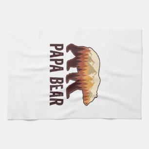 Papa Bär Bär Silhouette Vintage Wald T-Shirt_1 Geschirrtuch