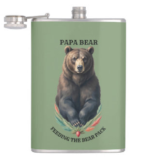 Papa Bär benutzerdefinierte Edelstahl-Hip-Flasche Flachmann