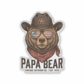 Papa Bär Cowboy Bär Patriotisch Vintage Vektor Des Aufkleber (Vorderseite)