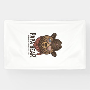 Papa Bär Cowboy Bär Patriotisch Vintage Vektor Des Banner