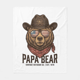 Papa Bär Cowboy Bär Patriotisch Vintage Vektor Des Fleecedecke