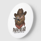 Papa Bär Cowboy Bär Patriotisch Vintage Vektor Des Große Wanduhr (Winkel)