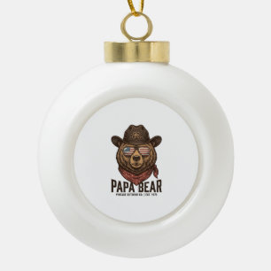 Papa Bär Cowboy Bär Patriotisch Vintage Vektor Des Keramik Kugel-Ornament