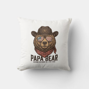 Papa Bär Cowboy Bär Patriotisch Vintage Vektor Des Kissen