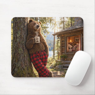 Papa Bär entspannt im Wald mit Kaffee Mousepad
