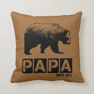 Papa Bär für Papa 2014, Grunge Schwarz Kissen