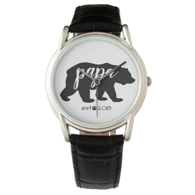 Papa-Bär für Schwarz und Weiß Armbanduhr (Vorderseite)
