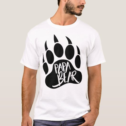 Papa-Bär - Grizzlybär-Tatzen-Druck T-Shirt (Vorderseite)