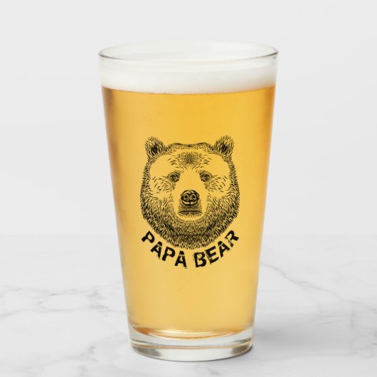 Papa-Bär, Handgezeichnete Illustration Glas (Vorne (Gefüllt))