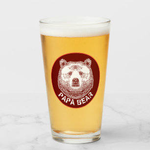 Papa-Bär, Handgezeichnete Illustration Glas