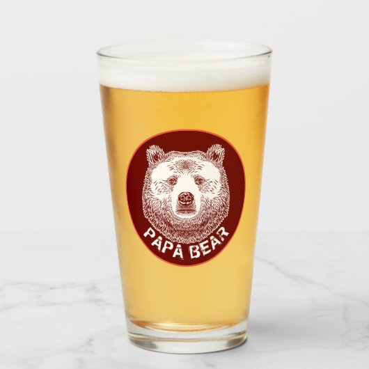 Papa-Bär, Handgezeichnete Illustration Glas (Vorne (Gefüllt))
