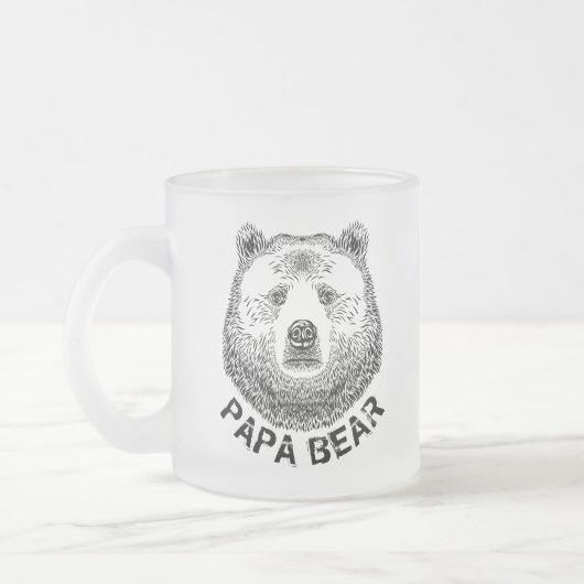 Papa-Bär, Handgezeichnete Illustration Mattglastasse (Links)