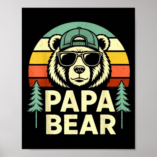 Papa Bär Retro Vater Ehemann Männer lustig Poster (Vorne)