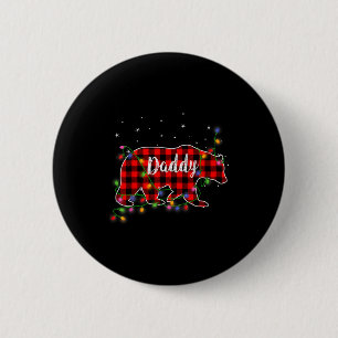 Papa Bär rote karierte Weihnachtsschlafanzug-Famil Button