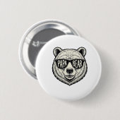 Papa Bär Sonnenbrille Bär Kopf Vektor Design_1 Button (Vorne & Hinten)