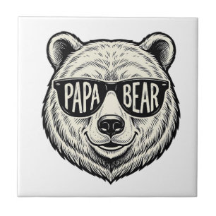 Papa Bär Sonnenbrille Bär Kopf Vektor Design_1 Fliese