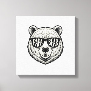 Papa Bär Sonnenbrille Bär Kopf Vektor Design_1 Leinwanddruck