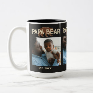 Papa Bär Vater Jahr Gegründet 3 Foto Schwarz Zweifarbige Tasse