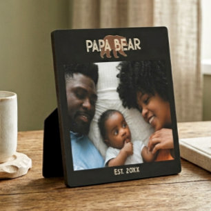Papa Bär Vater Jahr Gegründet Foto Schwarz Fotoplatte
