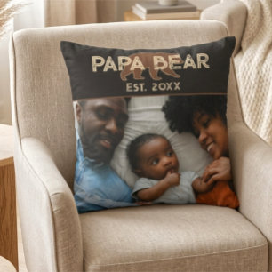 Papa Bär Vater Jahr Gegründet Foto Schwarz Kissen