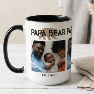 Papa Bär Vater Jahr Gegründet Foto Zweifarbige Tasse