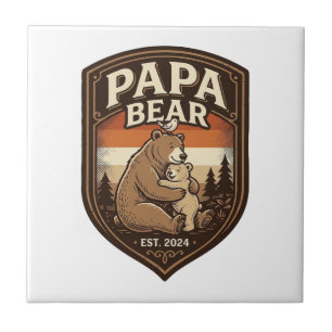 Papa Bär Vintage Gravur Bär Shirt Design_1 Fliese