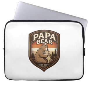 Papa Bär Vintage Gravur Bär Shirt Design_1 Laptopschutzhülle