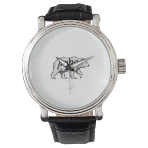 Papa Bär Vintage Gravur Vektor Design_1 Armbanduhr
