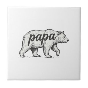 Papa Bär Vintage Gravur Vektor Design_1 Fliese