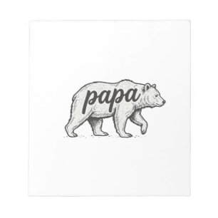 Papa Bär Vintage Gravur Vektor Design_1 Notizblock
