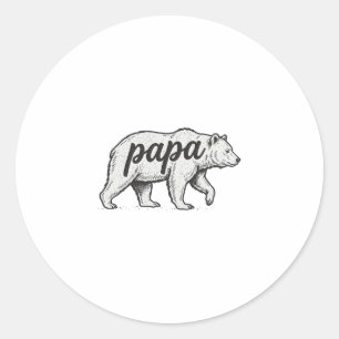 Papa Bär Vintage Gravur Vektor Design_1 Runder Aufkleber