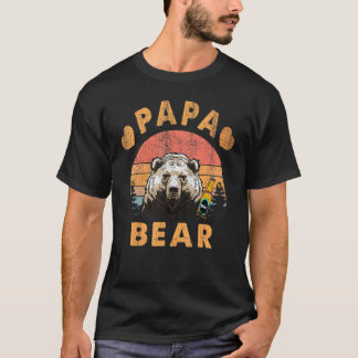 Papa Bär Vintage Retro Sonnenuntergang Bier T-Shirt