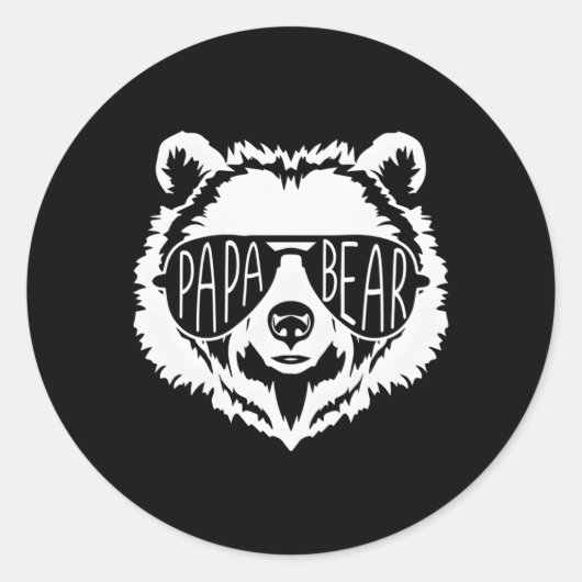 Papa-Bärengesicht mit Sonnenbrille Runder Aufkleber (Vorderseite)