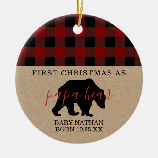 Papa-Bärnverzierung erster Weihnachtsvati Keramik Ornament (Vorne)