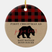 Papa-Bärnverzierung erster Weihnachtsvati Keramik Ornament (Hinten)