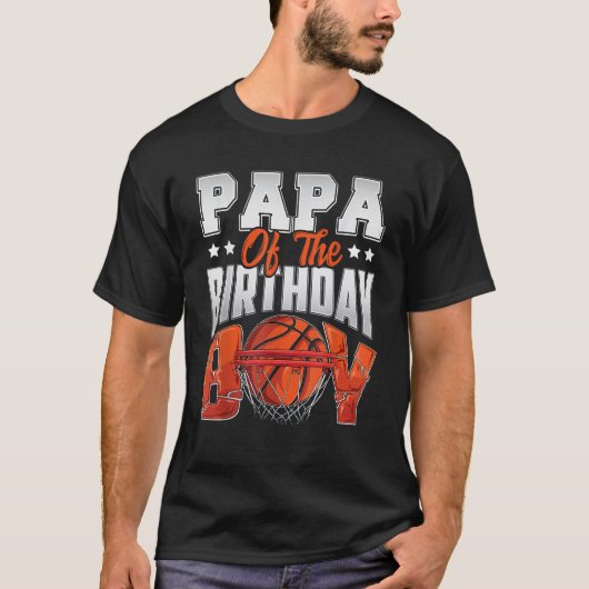 Papa basketball birthday Boy Family Baller b day P T-Shirt (Vorderseite)