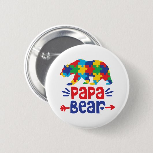 Papa Bear | Autismus - Vater Button (Vorne & Hinten)