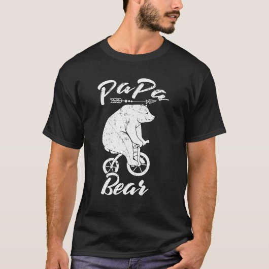 Papa Bear Bear Riding Bicycle Daddy Vater T-Shirt (Vorderseite)