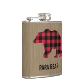 Papa Bear Buffalo Kariert Vinyl Wrapped Flask Flachmann (Rechts)