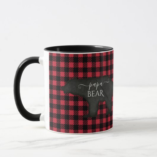 Papa Bear Buffalo Karo Black n Red Rustic Farm Tasse (Links)