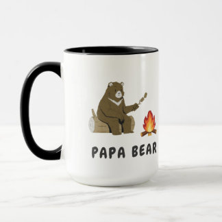 Papa Bear Campfire Art T-Shirt Design For Men Tasse