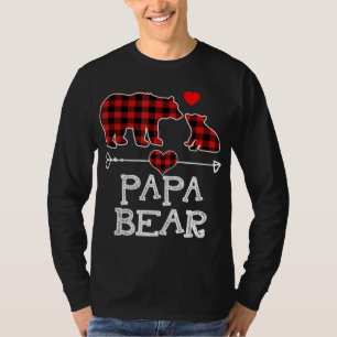 Papa Bear Christmas Pajama Rotes Kariertes Buffalo T-Shirt