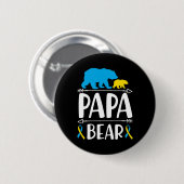Papa Bear Down Syndrome Awareness Proud Vater Button (Vorne & Hinten)