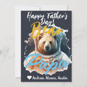 Papa Bear Einfache Schick-Namen Astronautenkarte Einladung