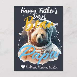 Papa Bear Einfache Schick-Namen Astronautenkarte Feiertagspostkarte
