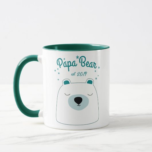 Papa Bear est Custom Tasse New Dad Geschenk Grün (Links)