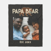 Papa Bear Father Year Established Photo Black Fleecedecke (Vorderseite)