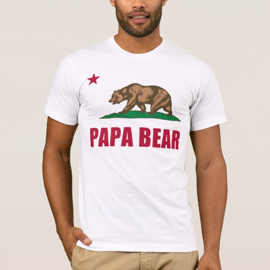Papa Bear Flag Kalifornien T-Shirt (Vorderseite)
