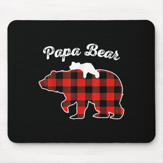 Papa Bear Flannel Red Plaid Pajama Family Matching Mousepad (Vorne)