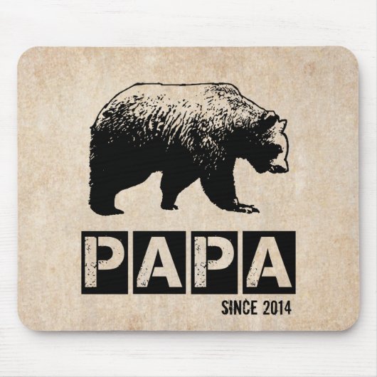 Papa Bear für Vater 2014, Grunge Black Mousepad (Vorne)